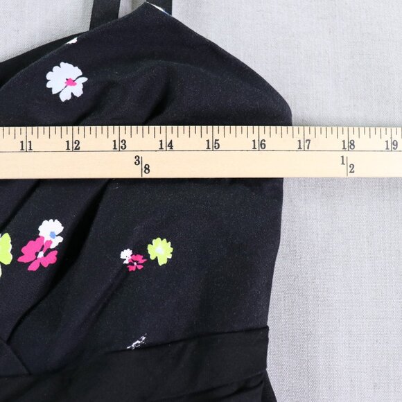 Torrid Fit & Flare Dress 12 Black Floral Sweetheart Neck Waist Tie Full Skirt - Picture 12 of 16